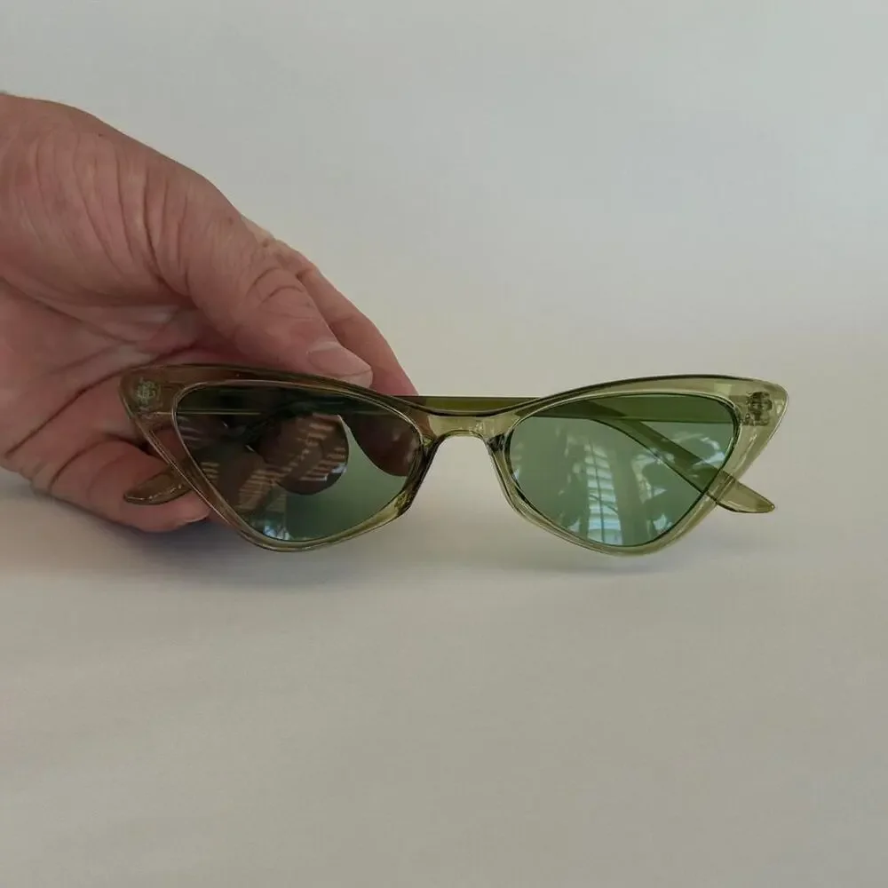 Y2K Cat Eye Green Black Sunglasses Unisex Retro Streetwear UVA UVB
